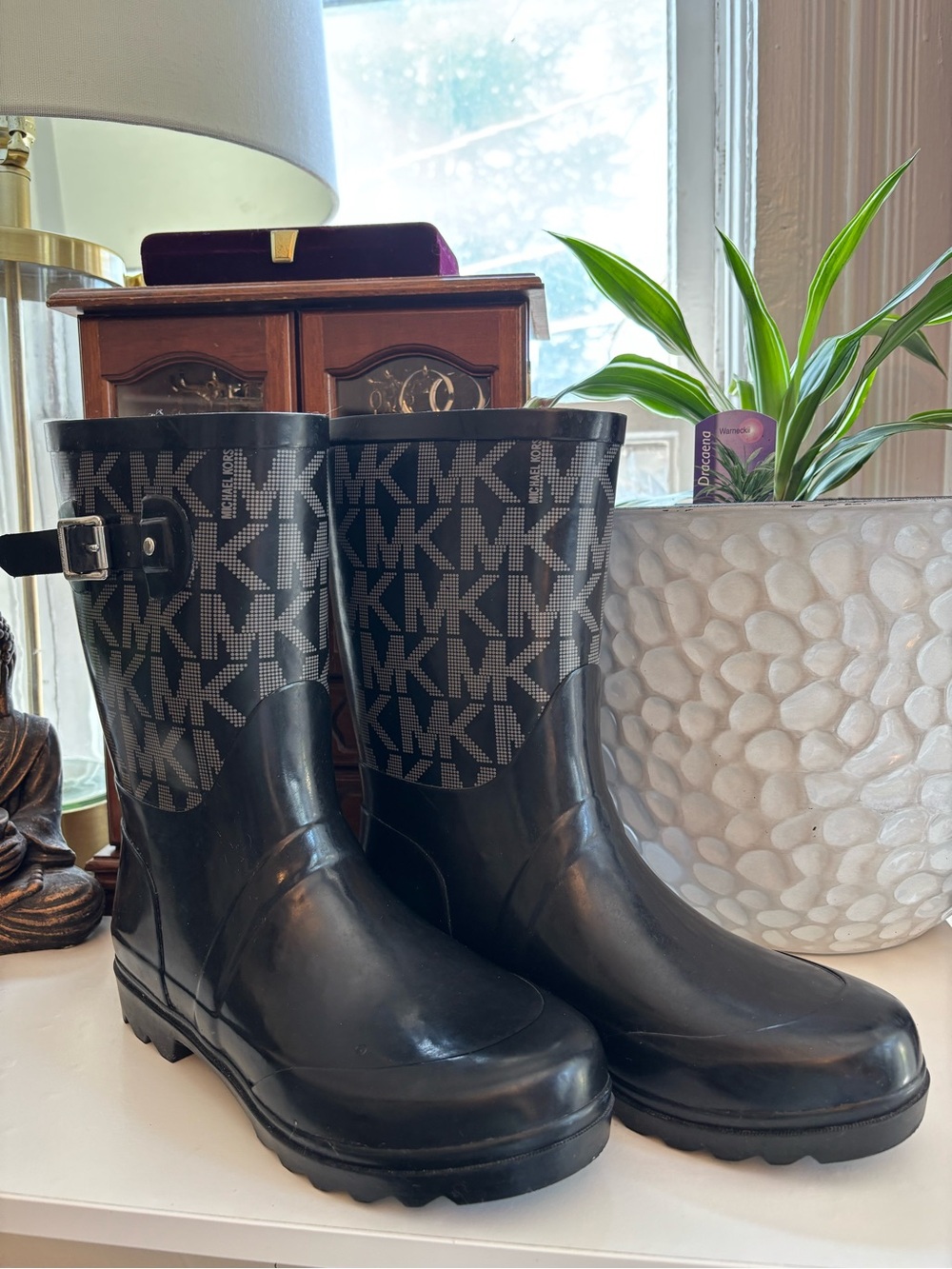 Michael Kors Black Logo Short Rain Boots